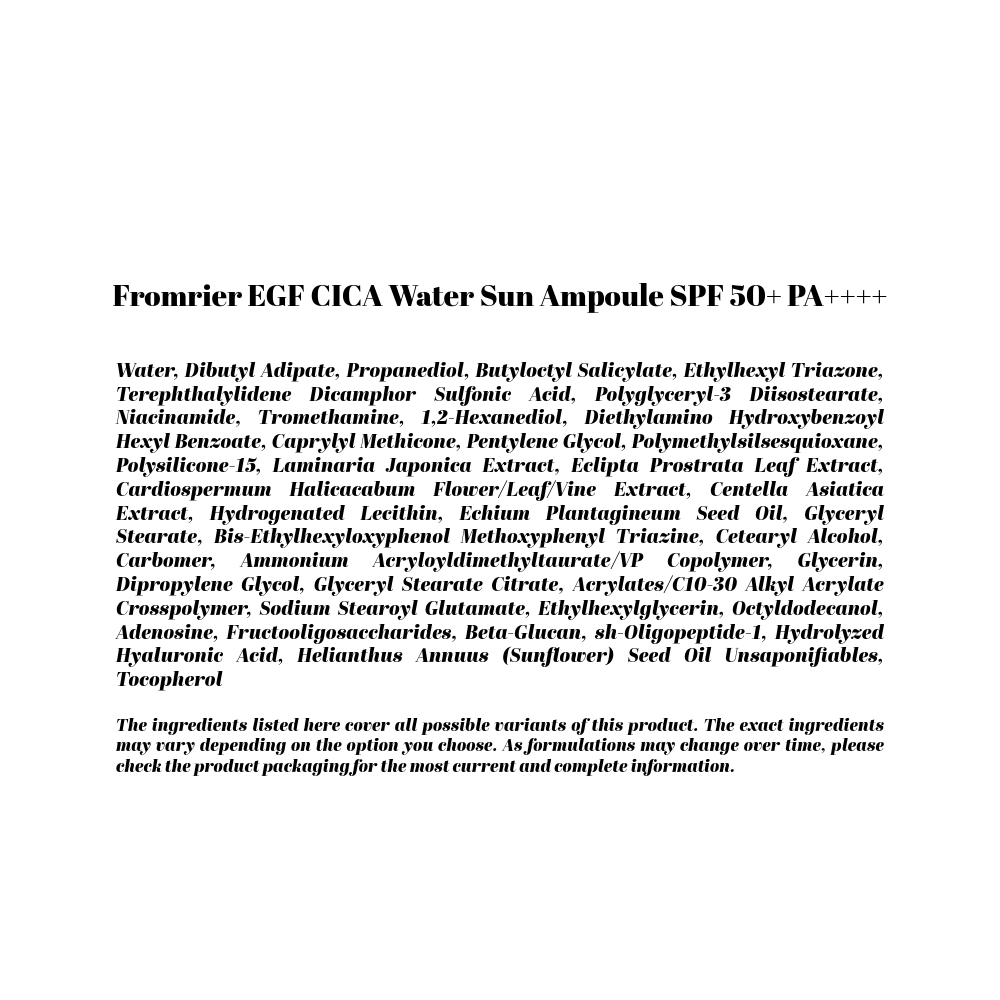 Fromrier EGF CICA Water Sun Ampoule SPF 50+ PA++++
