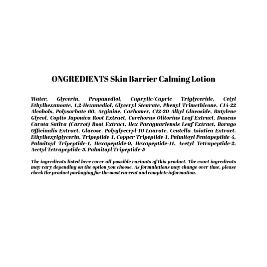 ONGREDIENTS Skin Barrier Calming Lotion