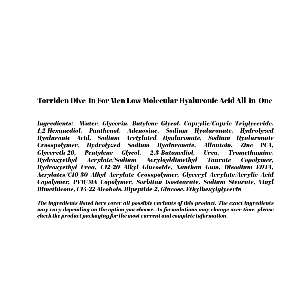 Torriden Dive-In For Men Low Molecular Hyaluronic Acid All-in-One