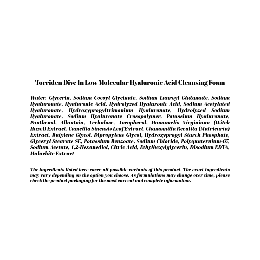 Torriden Dive In Low Molecular Hyaluronic Acid Cleansing Foam 150ml