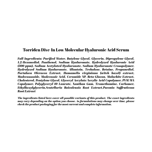 Torriden Dive-In Low Molecular Hyaluronic Acid Serum 50ml