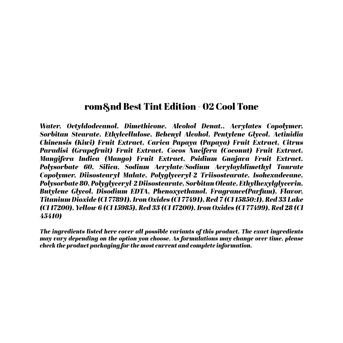 rom&nd Best Tint Edition - 02 Cool Tone