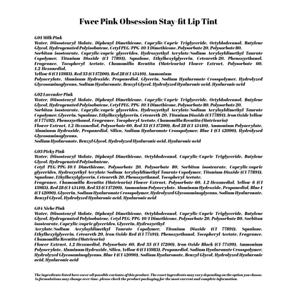 Fwee Pink Obsession Stay-fit Lip Tint (Semi-Glow)- 10 COLOURS