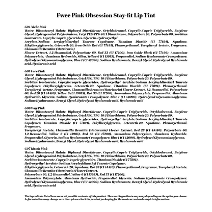Fwee Pink Obsession Stay-fit Lip Tint (Semi-Glow)- 10 COLOURS