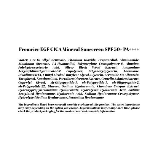 Fromrier EGF CICA Mineral Sunscreen SPF 50+ PA++++
