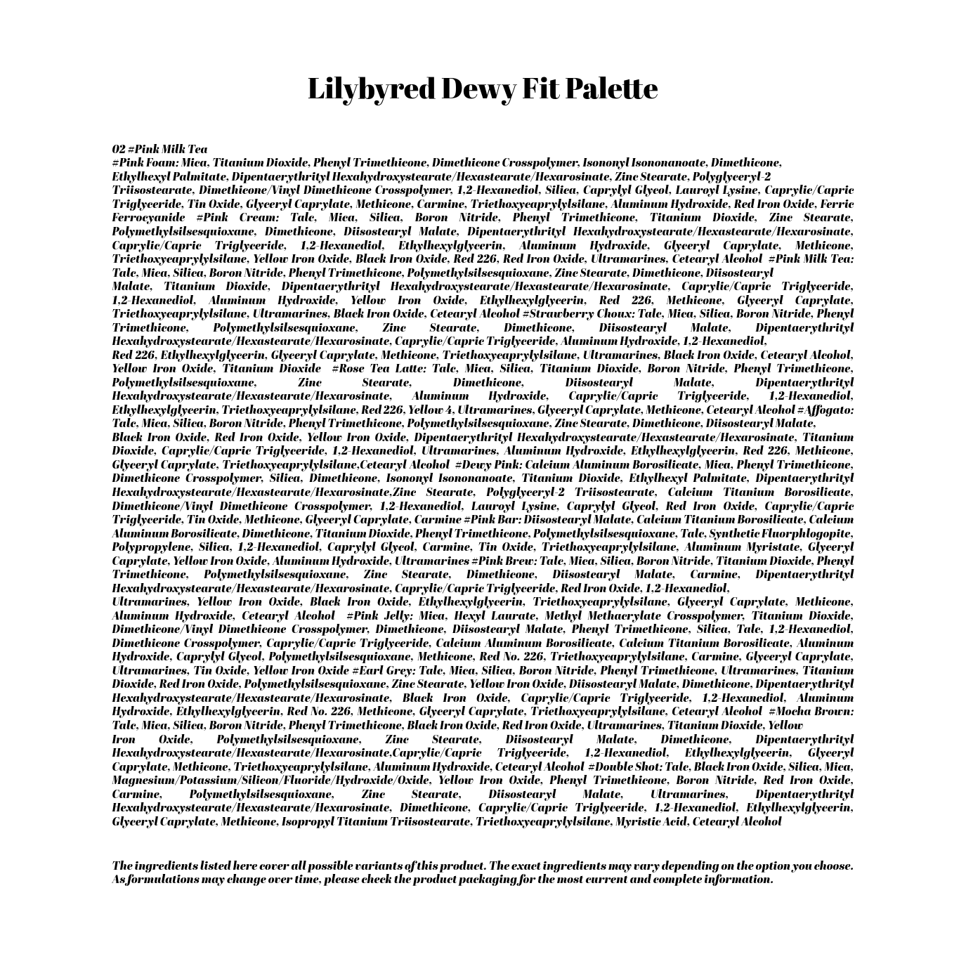 Lilybyred Dewy Fit Palette