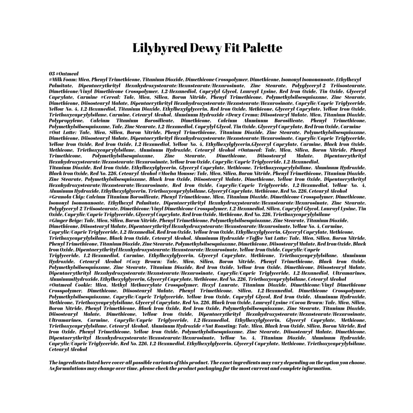 Lilybyred Dewy Fit Palette