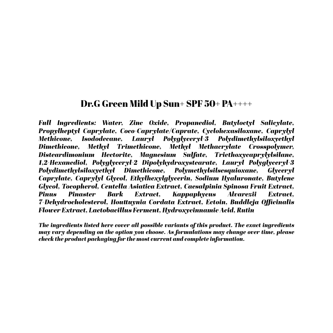 Dr.G Green Mild Up Sun+ SPF 50+ PA++++ 50mL
