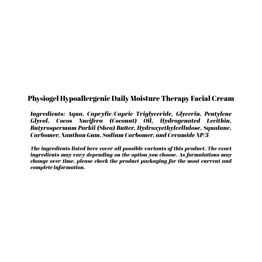 Physiogel Hypoallergenic Daily Moisture Therapy Facial Cream 75ml