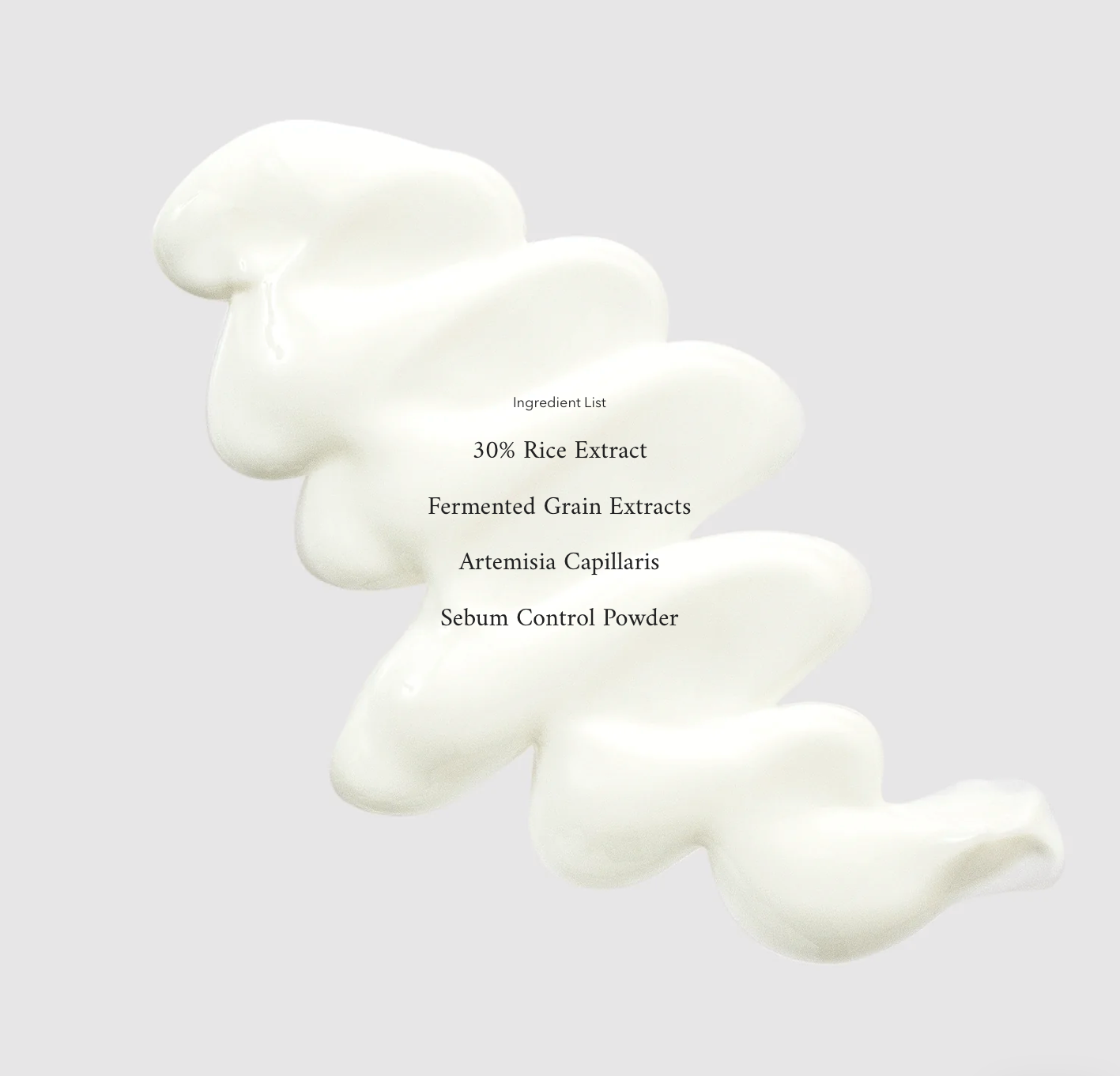 White powder with ingredient list on a light gray background