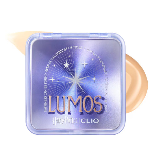 Makeup product with 'Lumos' text and Clio branding on a white background